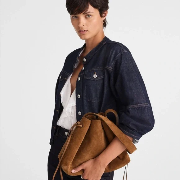 Madewell The Drawstring Shoulder Bag Suede Dried Acorn - Picture 3 of 10